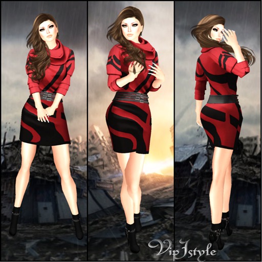 ::MESH DRESS JESSY BLACK & RED:: VIP JSTYLE