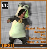 [iK01] Pastel Panda Romper - ToddleeDoo Green