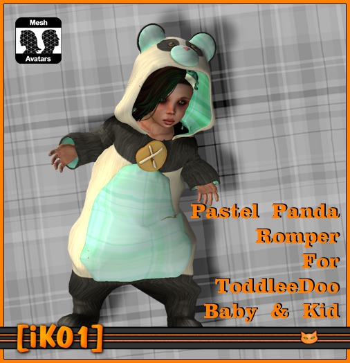 [iK01] Pastel Panda Romper - ToddleeDoo Cyan