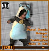 [iK01] Pastel Panda Romper - ToddleeDoo Blue