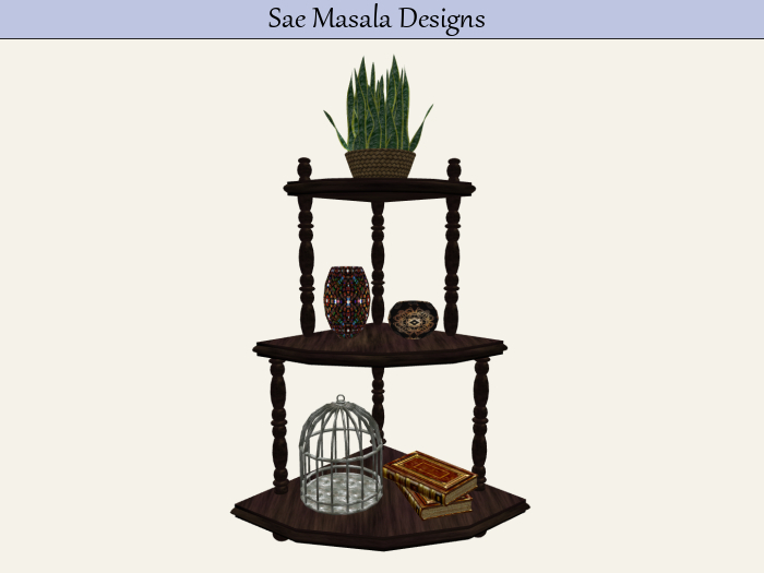 Three Tier Corner Table 2 LI Mesh Decorated Shelf Unique Design