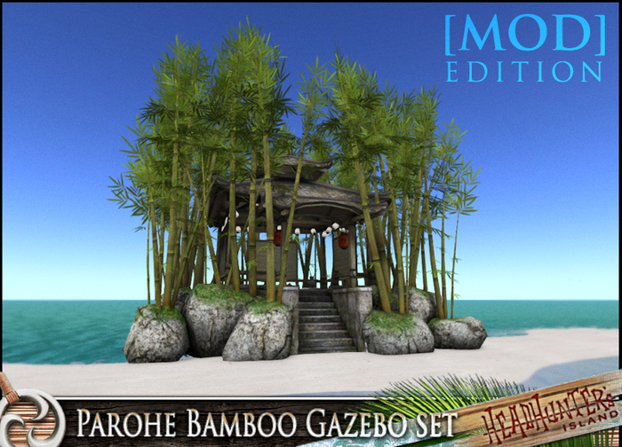 Second Life Marketplace Headhunter S Island Mod Edition Parohe Bamboo Gazebo Set 4 Light Colors Green Yellow Bamboo Versions Mesh