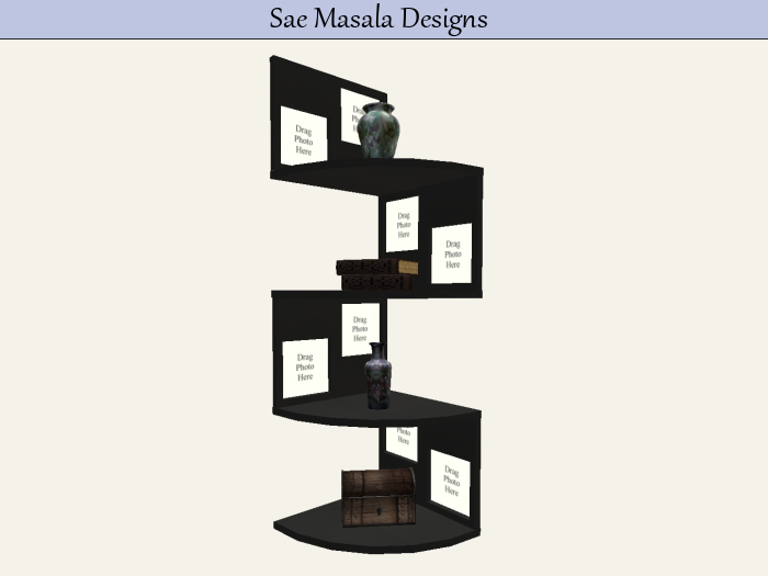Corner Shelf With 8 Picture Frames 2 LI Mesh Texture Change Menu 8 Options Low Land Impact