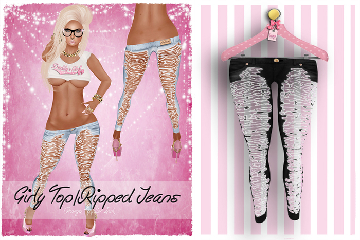 ! Lollipop ! Ripped Jeans * Black * [Add me]