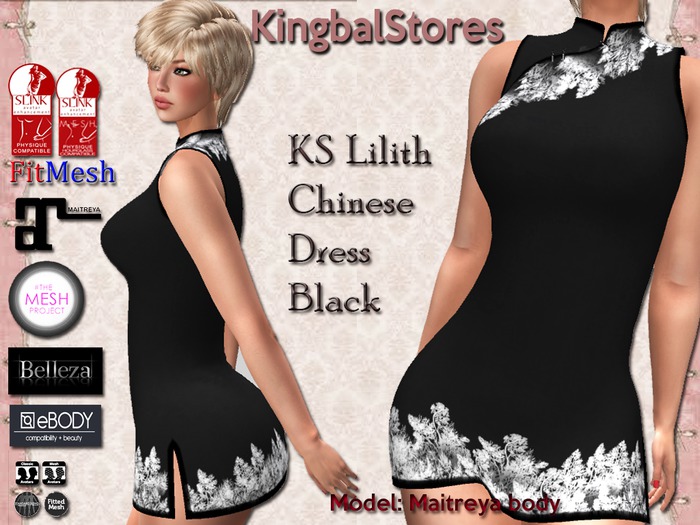 99 KS LILITH CHINESE DRESS BLACK TEX12