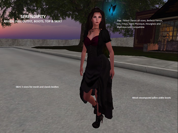 SERENDIPITY Raven steampunk skirt and top