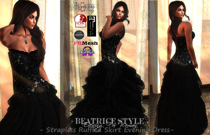 "BeatriceStyle" - Strapless Ruffled Skirt Evening Dress
