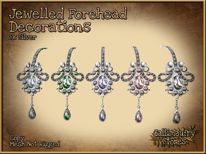 *GALLI* - MESH - Jewelled Forehead Decorations Silver - BOXED
