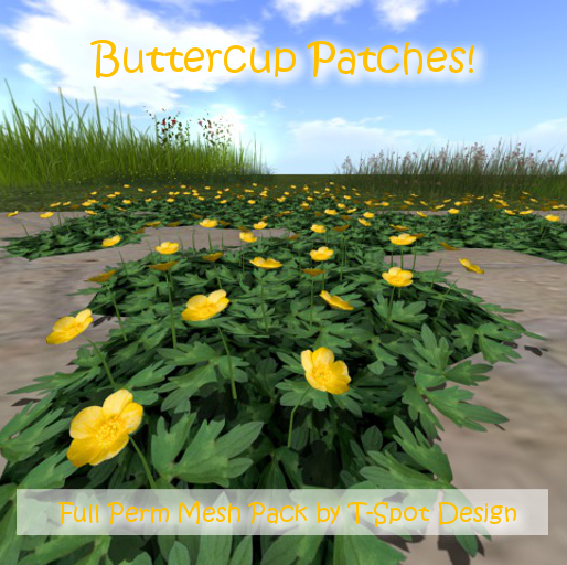 Second Life Marketplace - T-Spot Mesh Flowers - Buttercup Patches ...