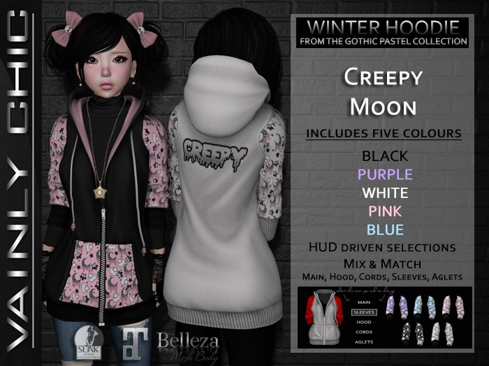 Vainly Chic - Creepy Moon Hoodie