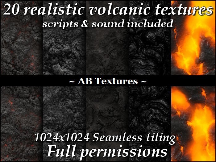 20 realistic volcanic textures 1024x1024 (for prim) Full perm