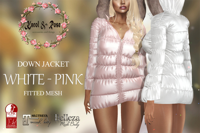 . KAROL ROSE.  Down jacket White - Pink