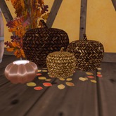 Pumpkins,Natural Weave Pumpkins & Copper Tealight 2 pe