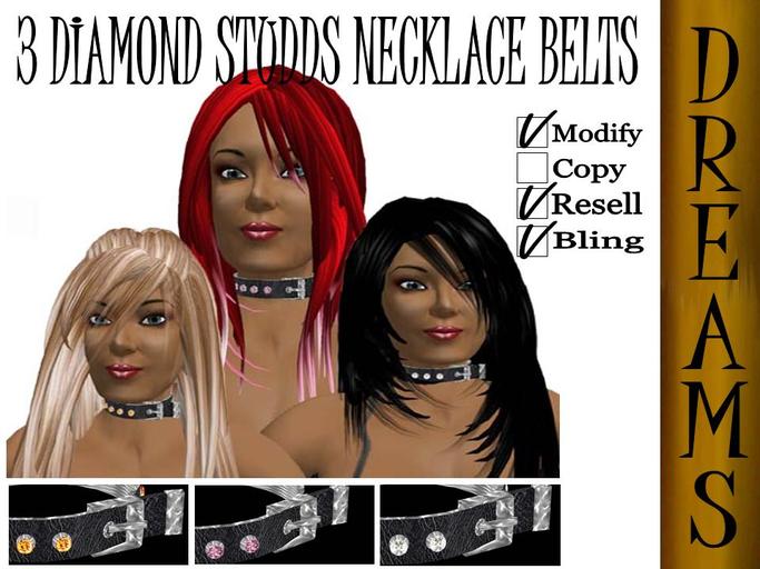 Jewelry - 3 DIAMOND STUDD BELT NECKLACES 