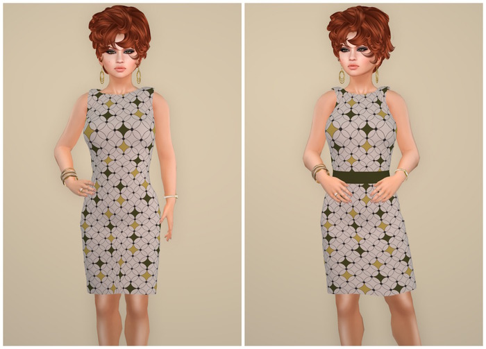 Second Life Marketplace Green and Yellow Vintage Dress