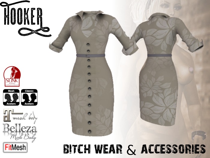 Tali Pencil Skirt Dress Silver Leaves for Maitreya, SLINK, Belleza & FitMesh