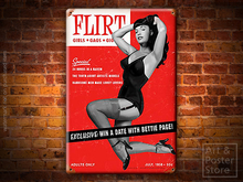 FLIRT MAGAZINE Risqué Bettie Page Metal Sign POSTER
