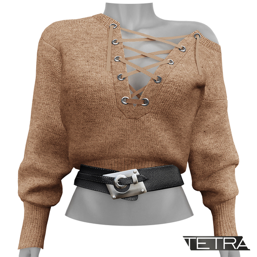 TETRA - Lace-up Wool Sweater (Camel)