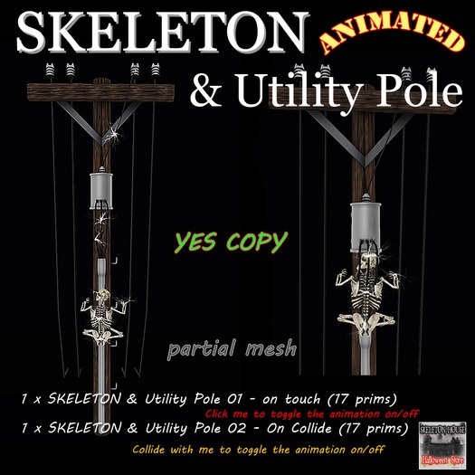 SKELETON & Utility Pole - ANIMATED (box)
