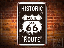 HISTORIC ROUTE 66 Classic Road Poster | Rusty Metal Style Wall Sign