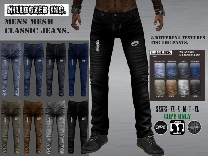 Killdozer Mens Mesh Classic Jeans