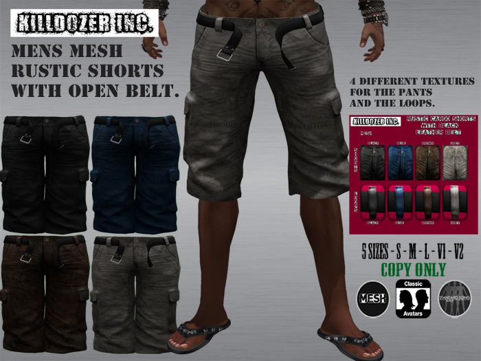 Killdozer Rustic Mens Mesh Cargo Shorts
