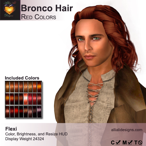 A&A Bronco Hair Red Colors Pack. Mid-length rugged mens hairstyle