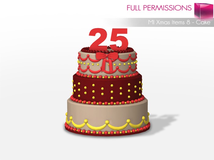 Full Perm Mesh Xmas Items 8 - 1 Prim Cake