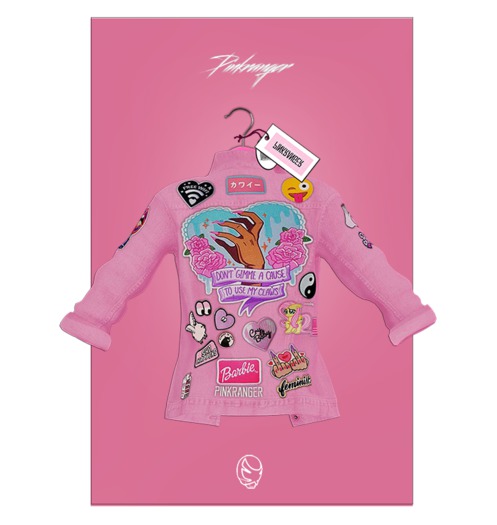 PINKRANGER. Patched Pink Jean Jacket