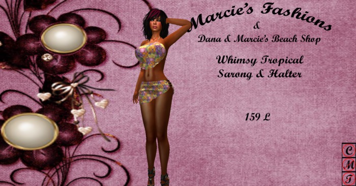 0039 - Whimsy Tropical Sarong & Halter