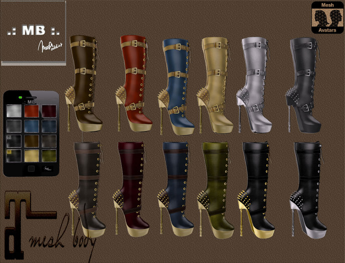 .: MB :. Steampunk High Heel Boots w/HUD for  Maitreya Avatars
