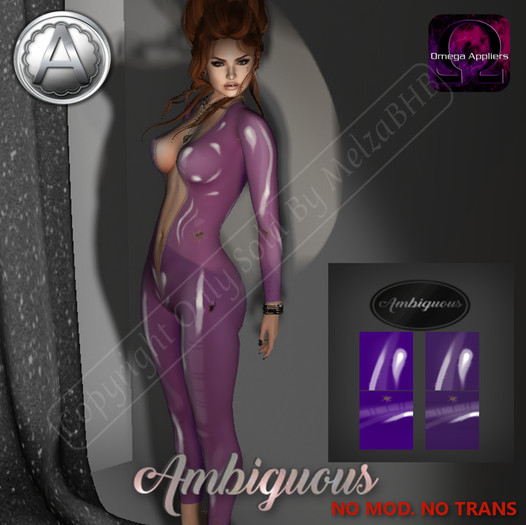 !.::AMBIGUOUS::.! LATEX SPIDER PURPLE BODYSUIT OMEGA APPLIERD