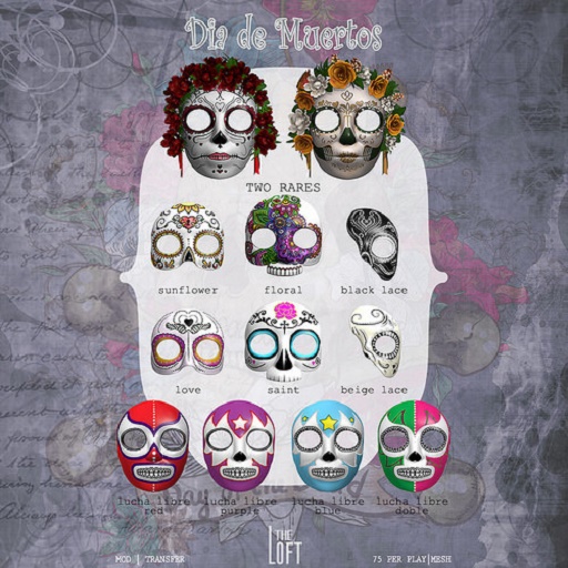 The Loft - Sugar Skull Mask Peonies RARE