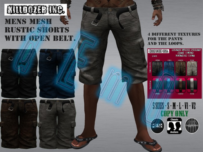 DEMO Killdozer Rustic Mens Mesh Cargo Shorts