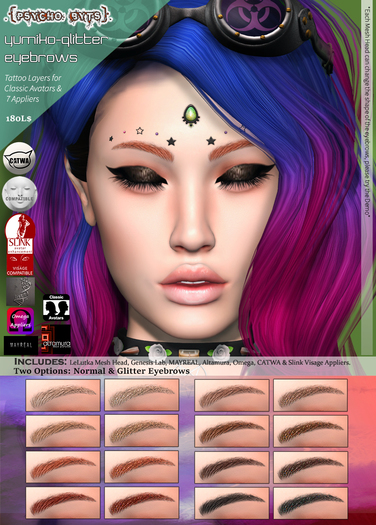 .{PSYCHO:Byts}. Yumiko-Glitter Eyebrows Pack