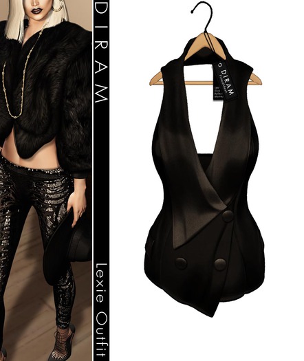 - D I R A M -  LEXIE Vest - Black_FittedMesh