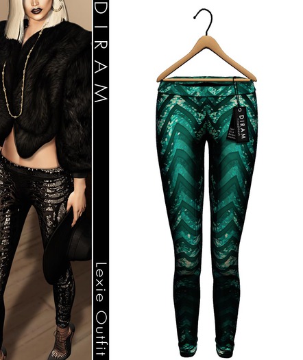 - D I R A M -  LEXIE Legging - Green_FittedMesh
