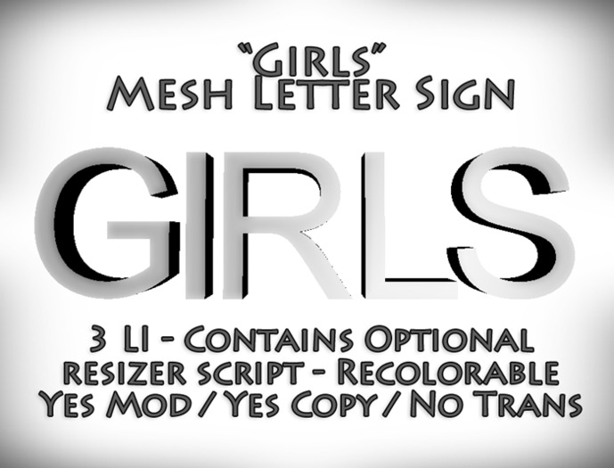 "GIRLS" - Mesh Letter Sign