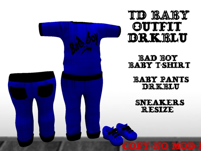 Second Life Marketplace Bad Boy Outfit TD Baby DKBlu/Blk
