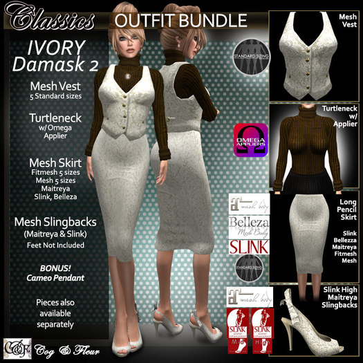 C&F Ivory Damask OUTFIT BUNDLE #2