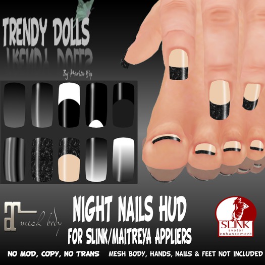 ::*TD*:: Night Nails HUD for Maitreya /Slink Appliers