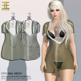 Second Life Marketplace - Entice - Just Like Fire Bikini Cover-Up - Army