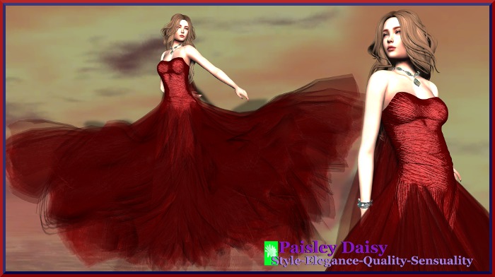 Paisley Daisy - Ripple Vortex Red Gown