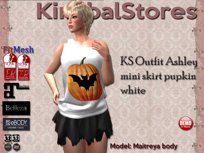150 KS OUTFIT ASHLEY MINI SKIRT PUMPKIM T5 WHITE