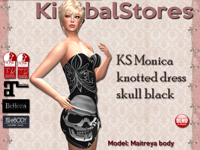 KS MONICA KNOTTED DRESS SKULL BLACK