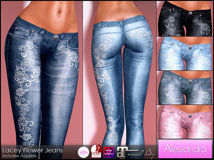 ALESSANDRA - Lacey Flower Low Rise Jeans (6 Colors)