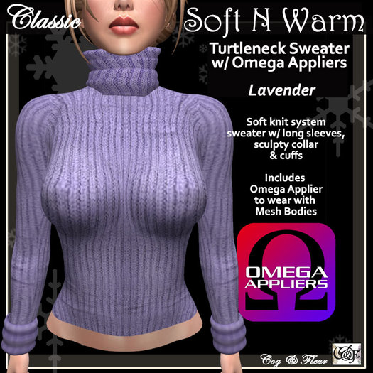 C&F Turtleneck Sweater w Omega Appliers - Lavender