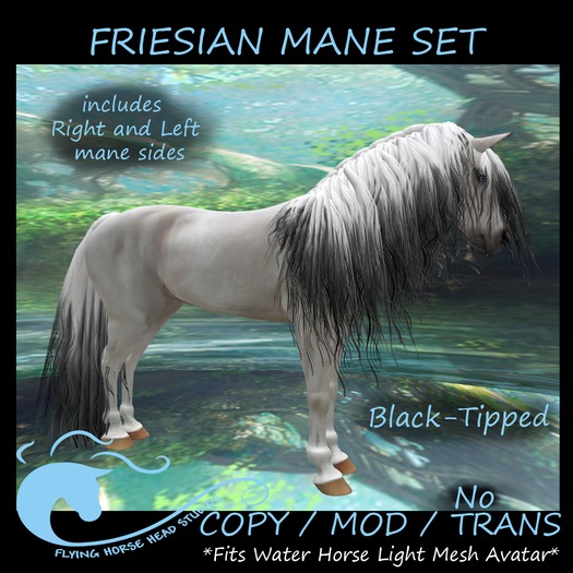 WH Mesh Friesian Mane Set- Black Tipped
