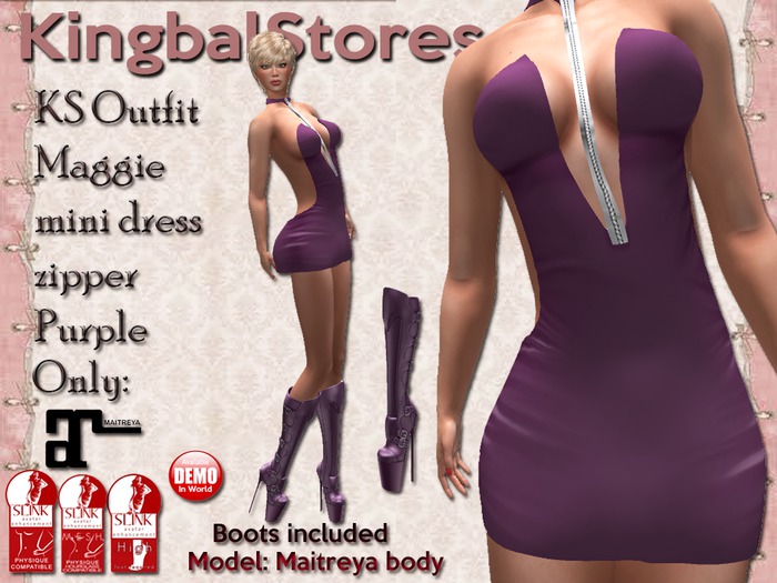 250 KS OUTFIT MAGGIE MINI DRESS ZIPPER PURPLE