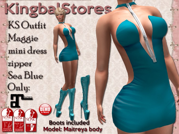 KS OUTFIT MAGGIE MINI DRESS ZIPPER SEA BLUE
